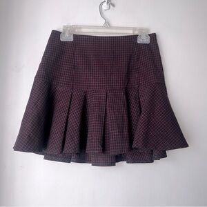 Love & Love Black & Red Grid Print Pleated Mini Skirt M